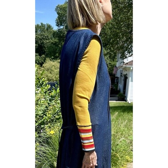 Lush Ribbed T-Shirt Top Women’s Size S Mustard Yellow Striped Cuffs Scoop Neck - Picture 12 of 16